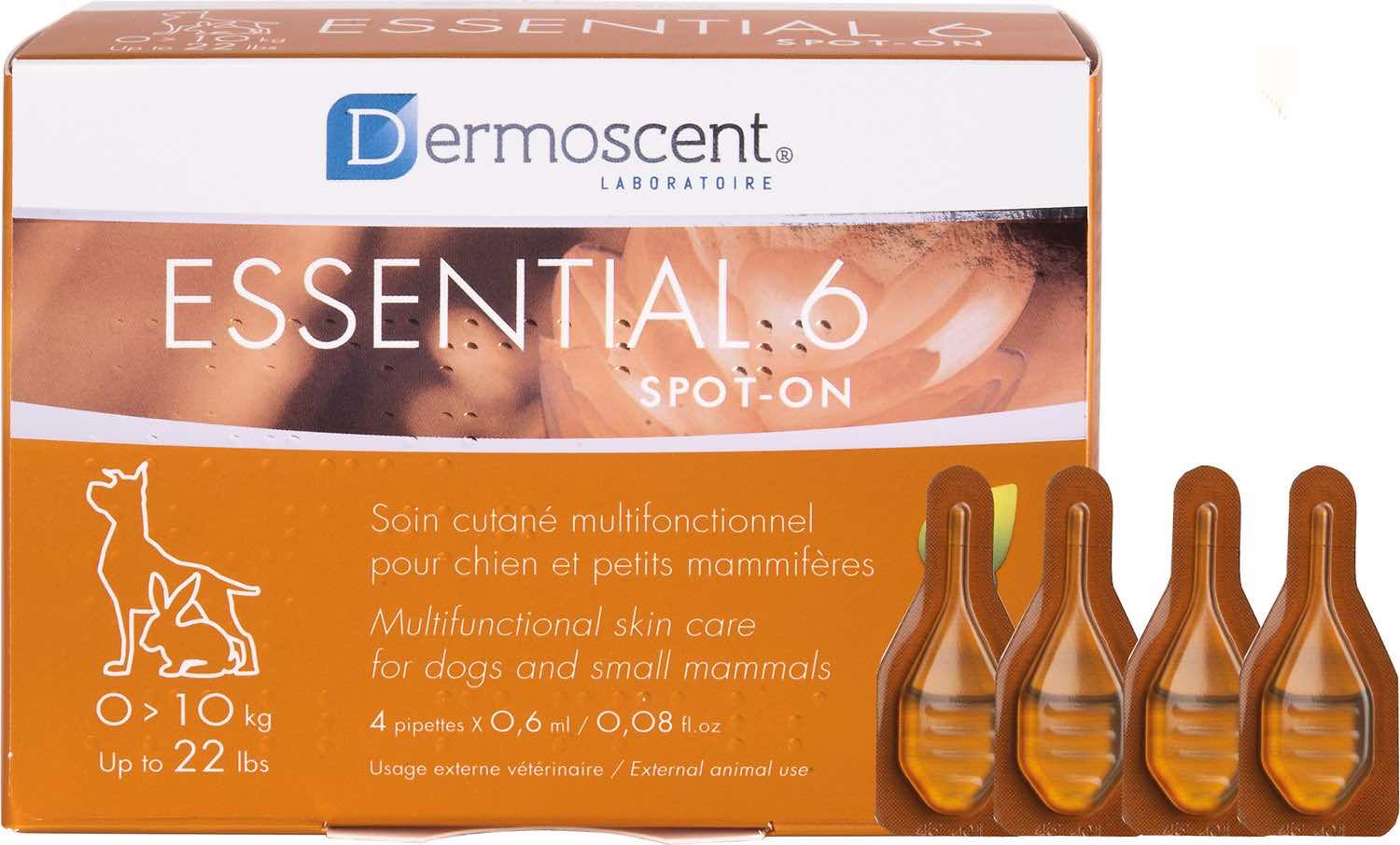 Essential 6 Spot-On for Dogs 4 x 0.08 oz (0.6 ml) pipettes up to 22 lbs 1
