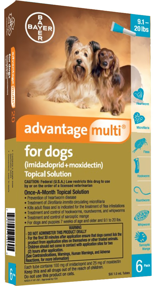 Advantage Multi for Dogs 6 doses 9.1-20 lbs (Teal) 1