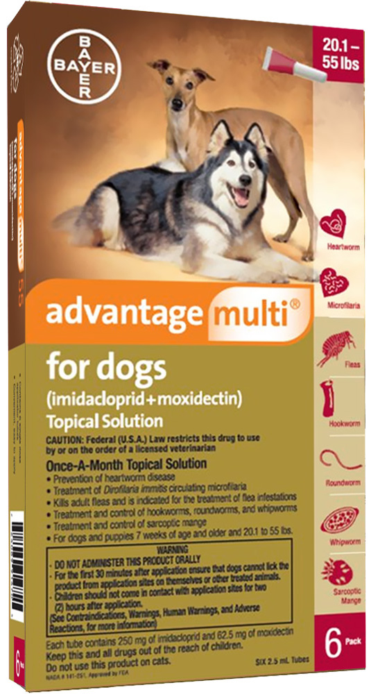 Advantage Multi for Dogs 6 doses 20.1-55 lbs (Red) 1