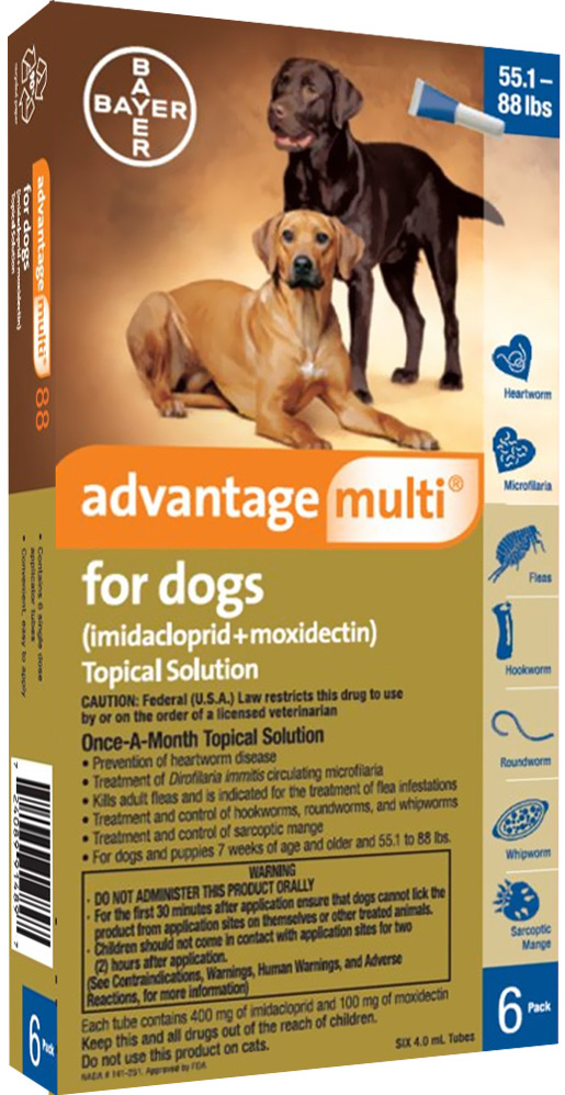 Advantage Multi for Dogs 55.1-88 lbs (Blue) 6 doses 1