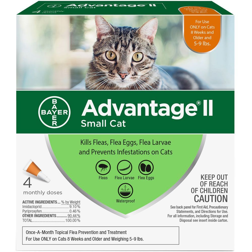 Advantage II para Gatos 4 dosis para gatos pequeños 5 a 9 libras 1