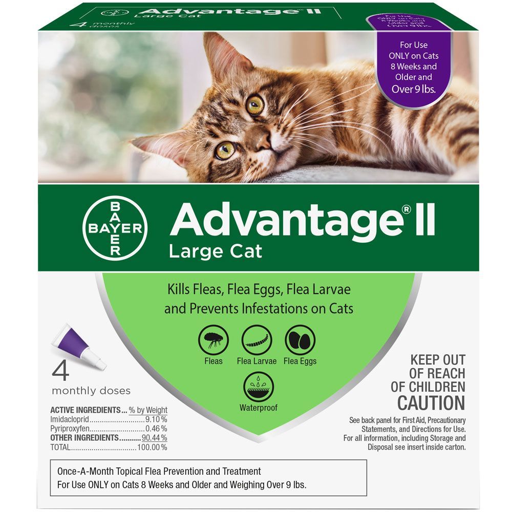 Advantage II para Gatos 4 dosis para gatos grandes de más de 9 libras 1
