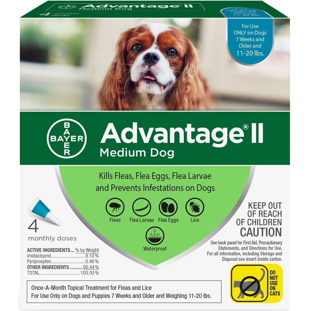 Advantage II para Perros 4 dosis para perros medianos de 11 a 20 libras 1