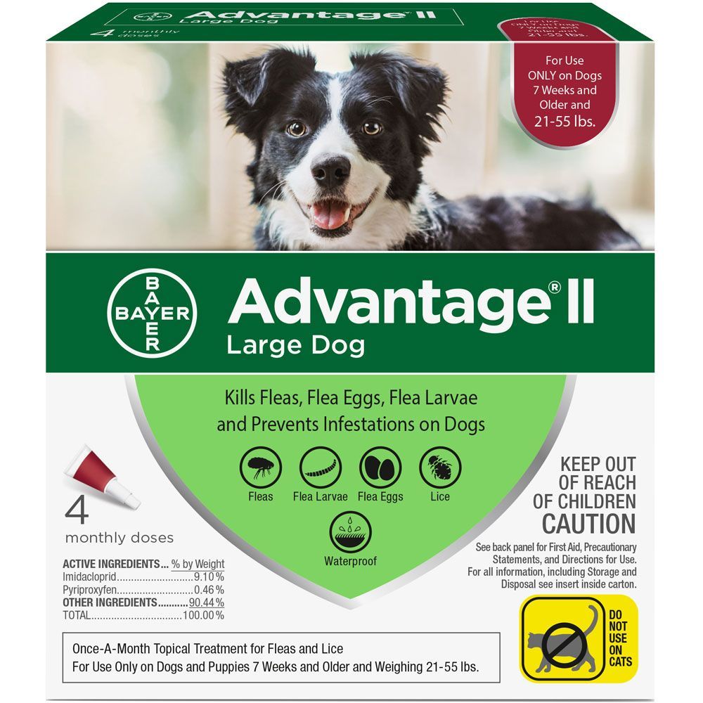 Advantage II para Perros para perros grandes de 21 a 55 libras 4 dosis 1