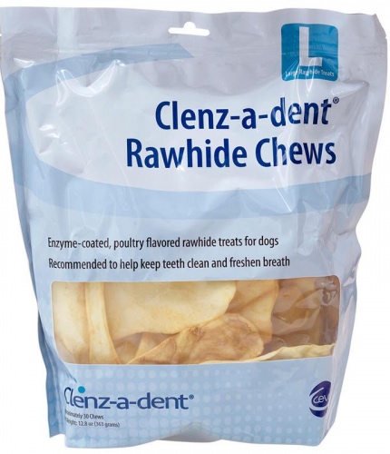 Clenz-a-dent Rawhide Chews 30 count for large dogs 26-50 lbs 1