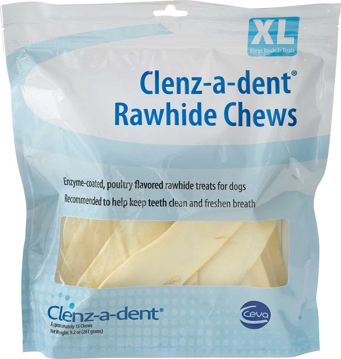 Clenz-a-dent Rawhide Chews for extra large dogs Over 51 lbs 15 comprimidos 1