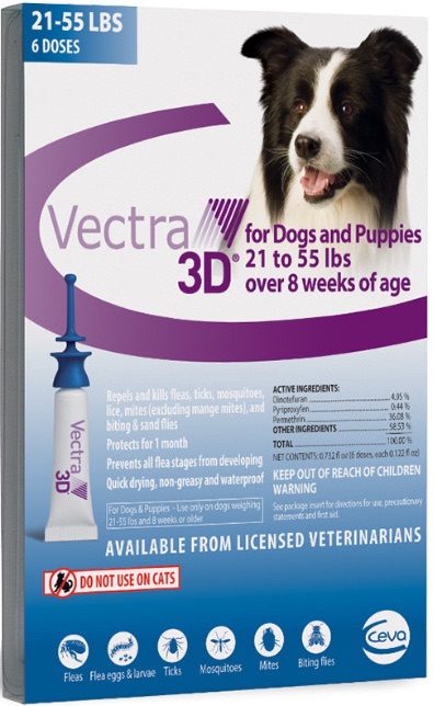 Vectra 3D para perros y cachorros de 21 a 55 libras 6 dosis 1