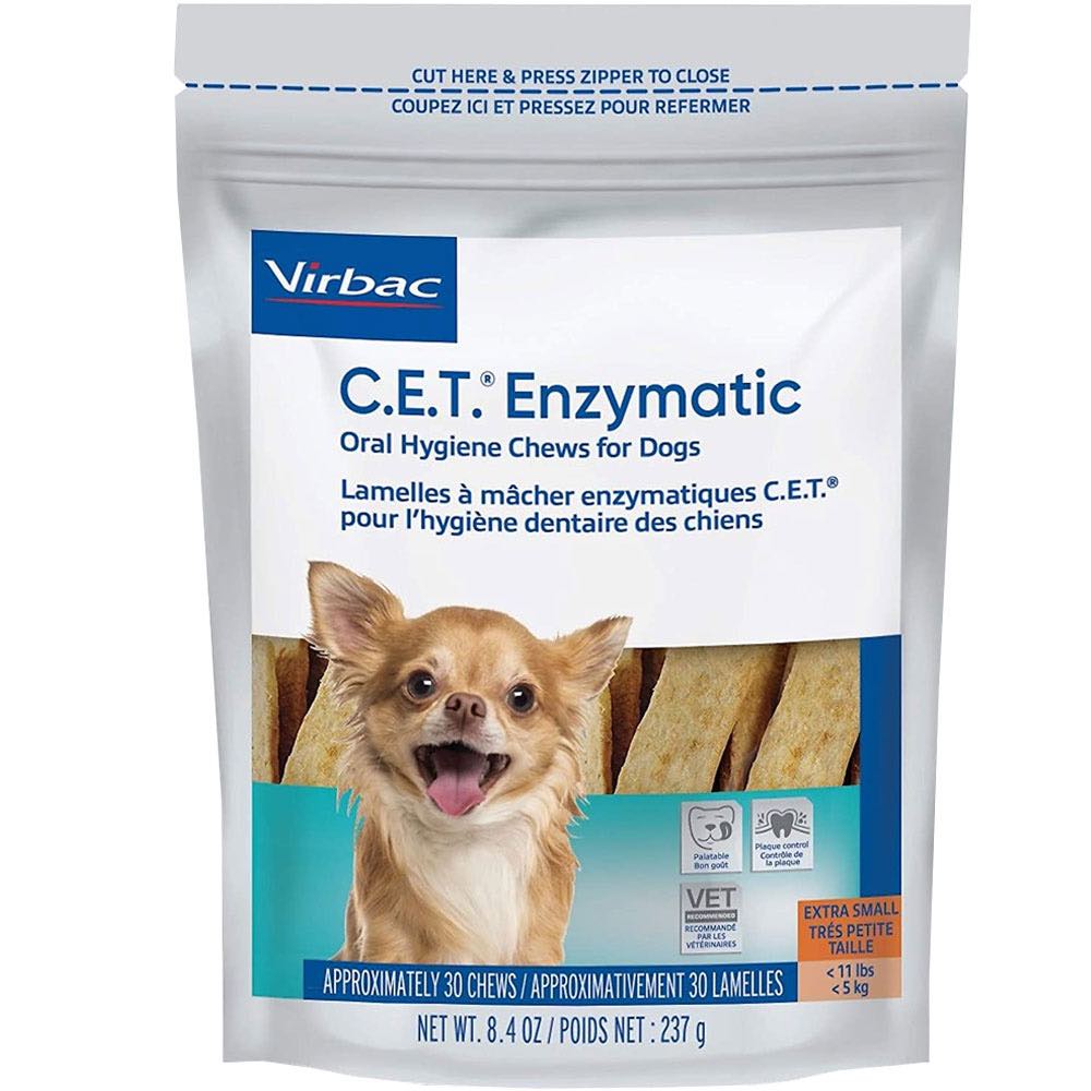 C.E.T. Enzymatic Oral Hygiene Chews 30 chews for extra small dogs under 11 lbs  1