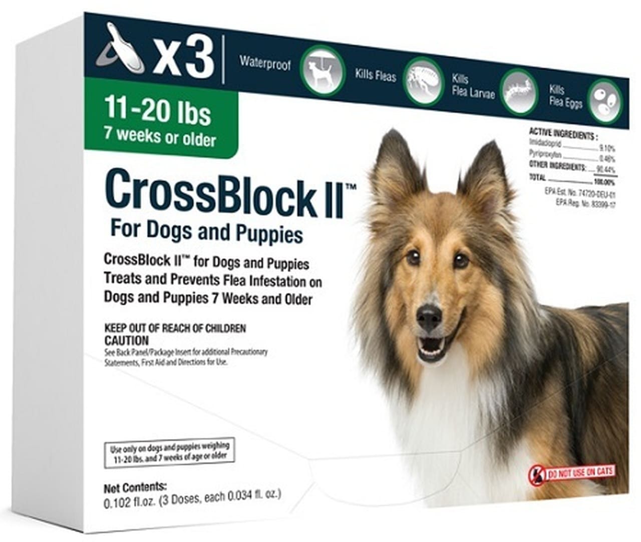 CrossBlock II para Perros para perros y cachorros de 11 a 20 libras 3 dosis 1