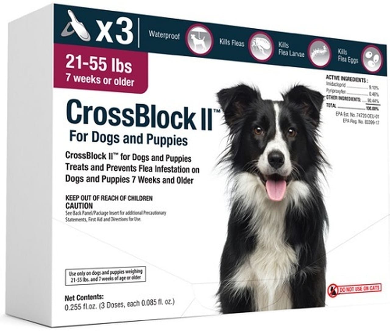 CrossBlock II para Perros para perros y cachorros de 21 a 55 libras 3 dosis 1