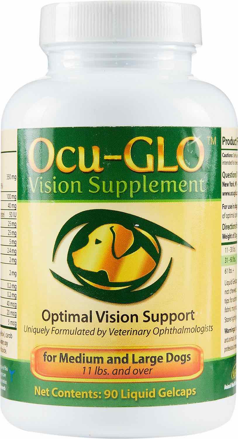 Ocu-GLO Gelcaps for medium & large dogs 11 lbs and over 90 liquid gelcaps 1