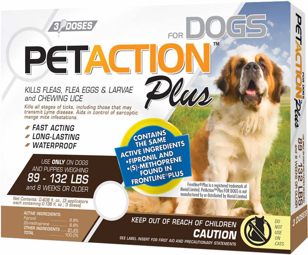 PetAction Plus for Dogs 3 doses 89-132 lbs (Brown) 1
