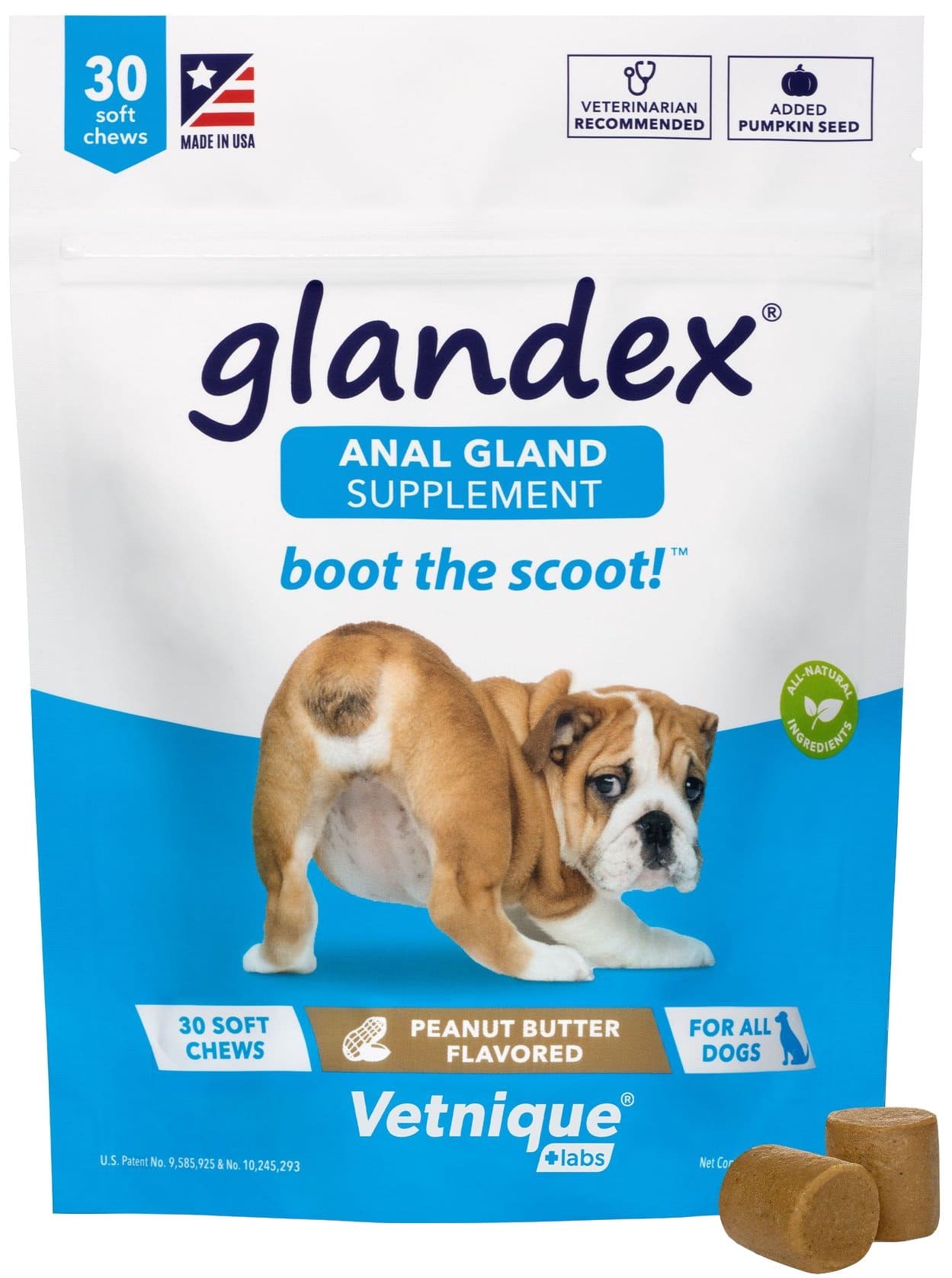 Glandex Anal Gland Supplement Soft Chews Peanut Butter 30 count 1