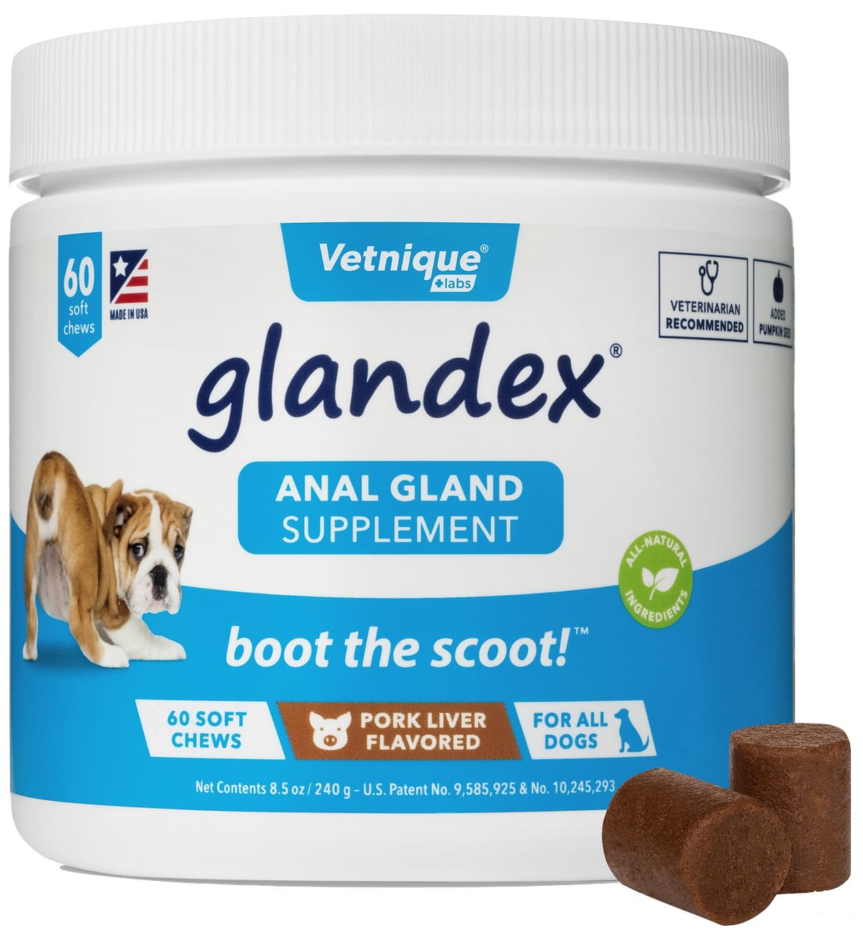 Glandex Anal Gland Supplement Soft Chews 60 count Pork Liver 1