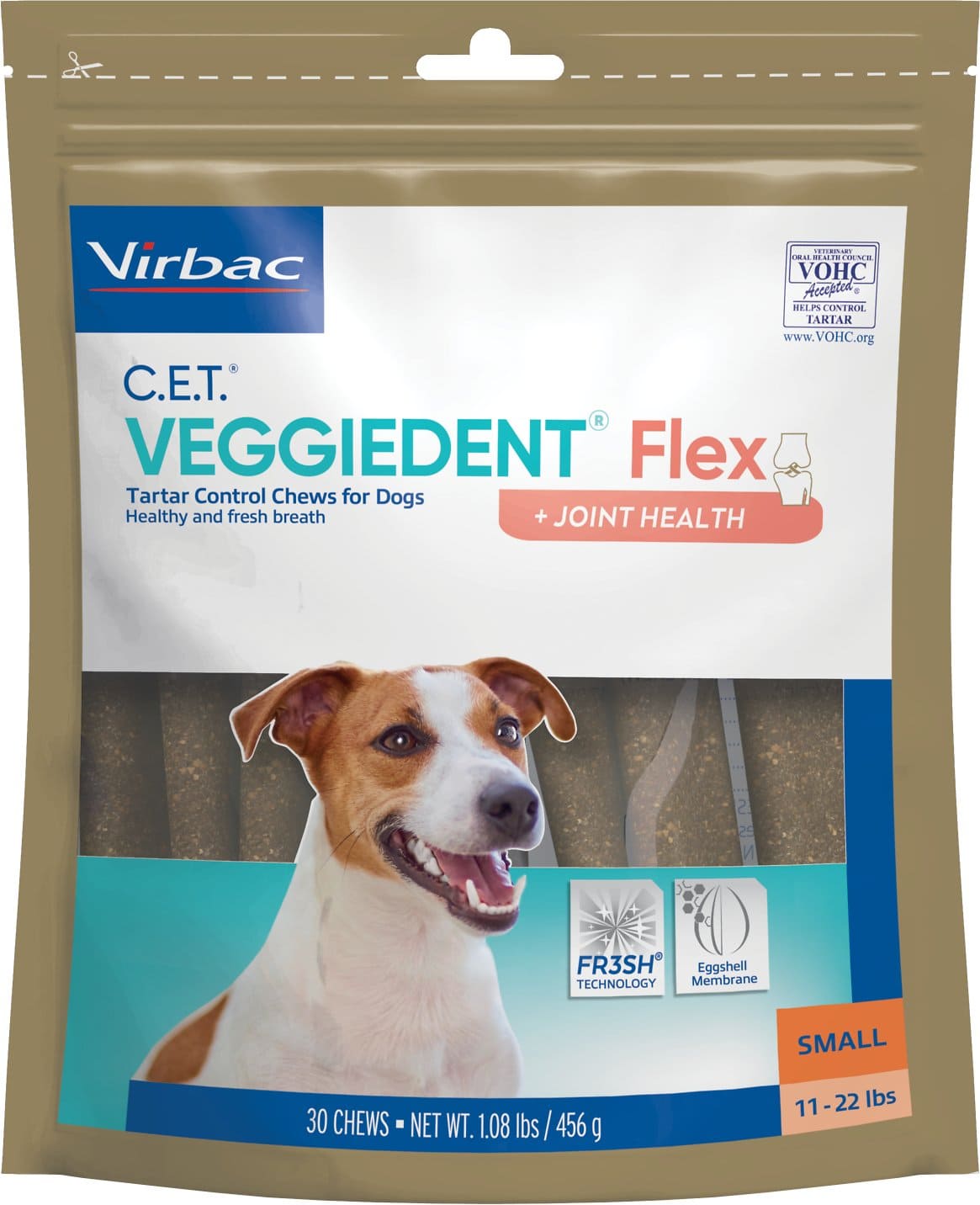 C.E.T. VeggieDent Flex + Joint Health 30 chews for small dogs 11-22 lbs 1
