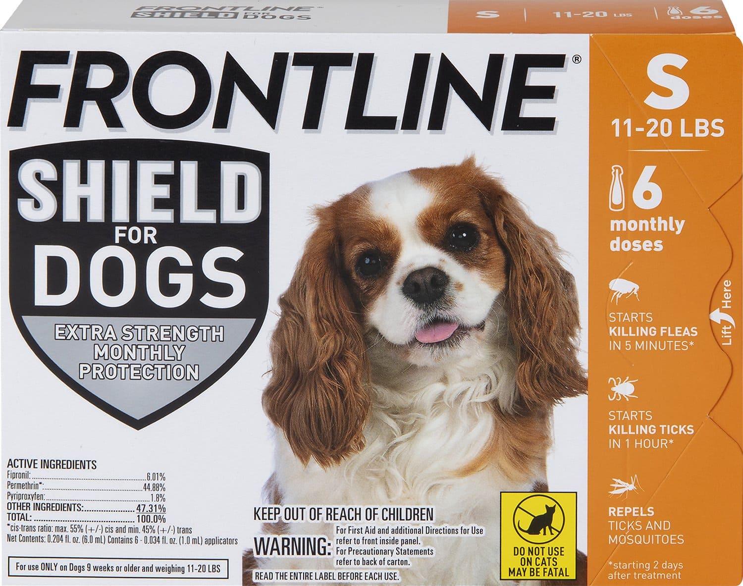 Frontline Shield 6 doses (6-month protection) for small dogs 11-20 lbs (Orange) 1