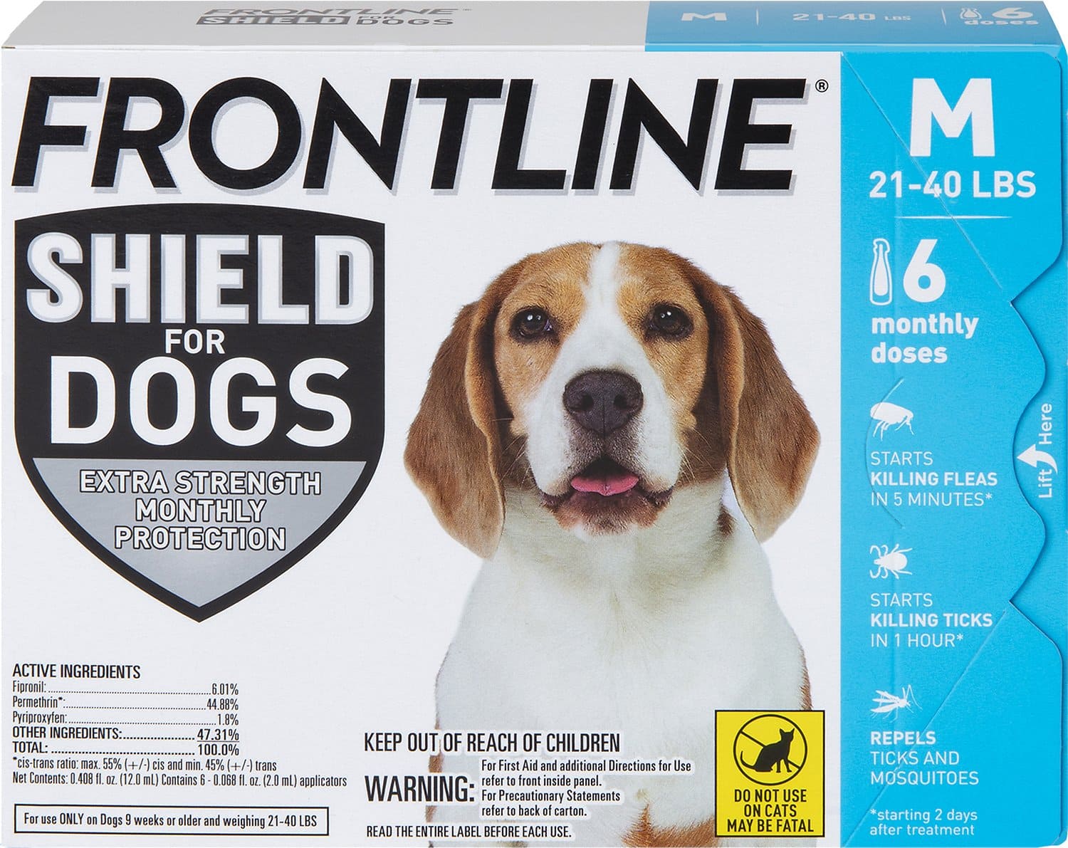 Frontline Shield 6 doses (6-month protection) for medium dogs 21-40 lbs (Blue) 1