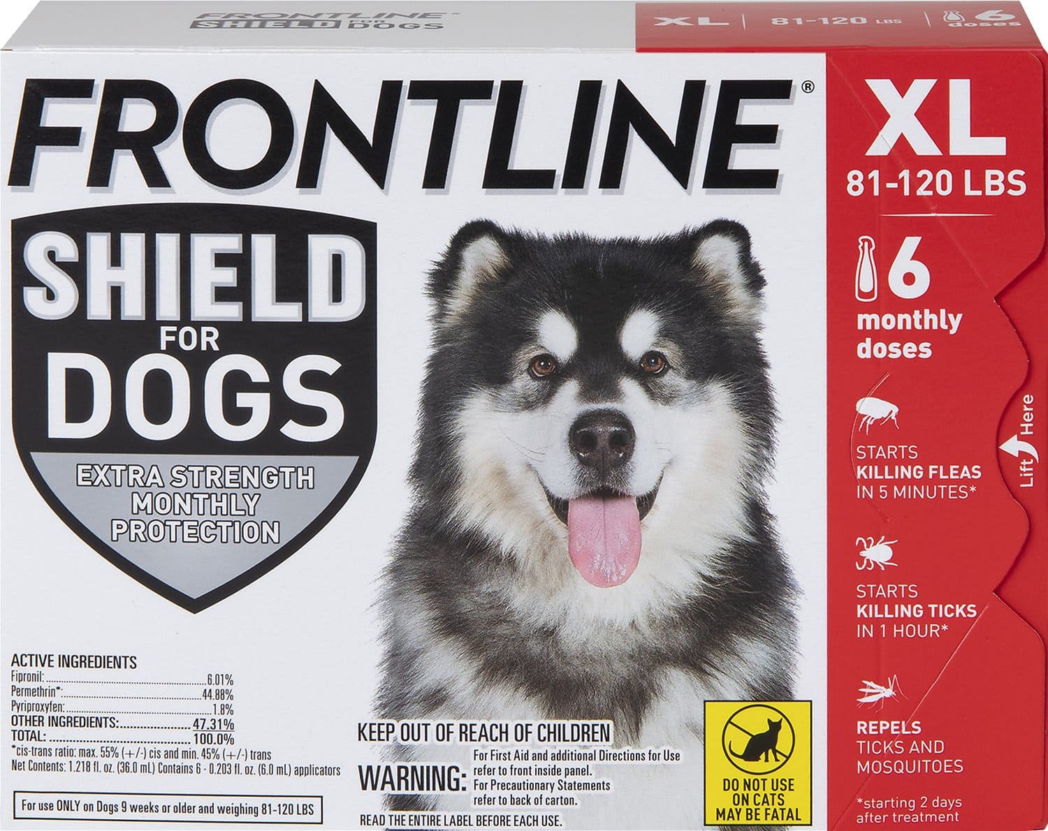 Frontline Shield 6 doses (6-month protection) for extra large dogs 81-120 lbs (Red) 1