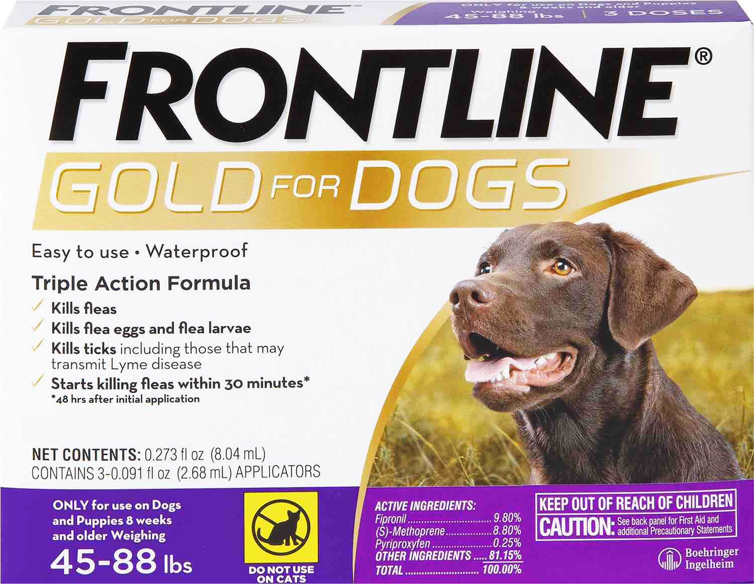 Frontline Gold for Dogs 1 dose 45-88 lbs (Purple) 1