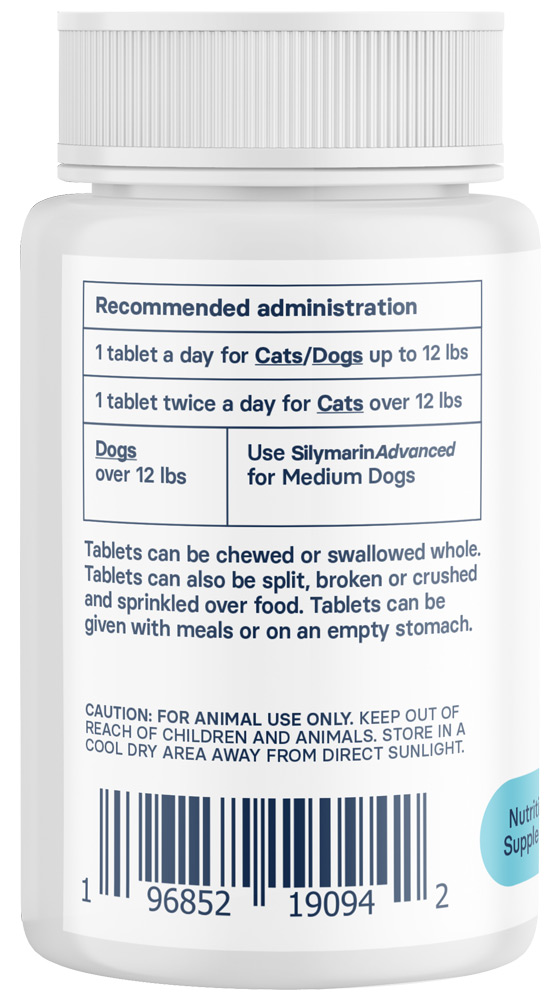 SilymarinAdvanced for cats & small dogs up to 12 lbs 90 tablets 90 mg 2