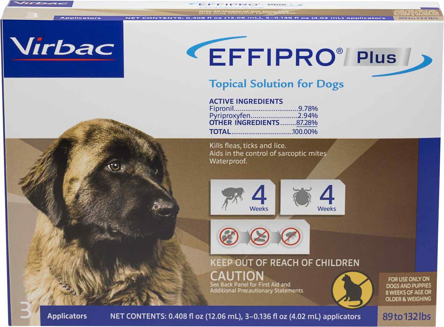 Effipro Plus para Perros para perros de 89 a 132 libras 3 dosis 1