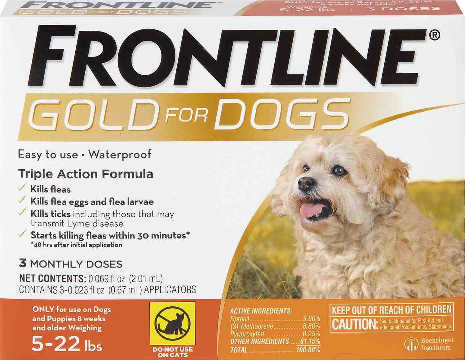 Frontline Gold for Dogs 3 doses 5-22 lbs (Orange) 1