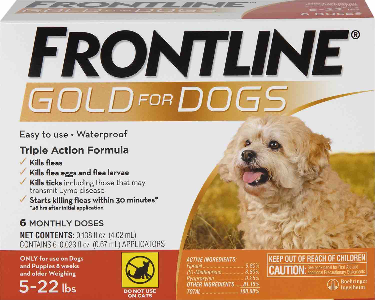 Frontline Gold for Dogs 6 doses 5-22 lbs (Orange) 1