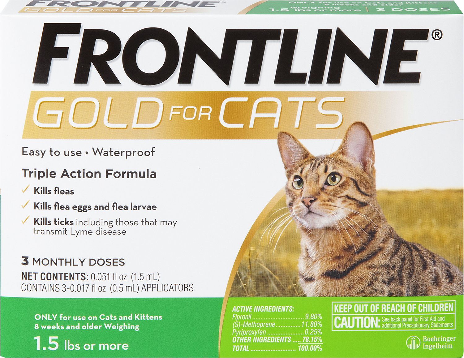 Frontline Gold for Cats 3 doses over 1.5 lbs 1