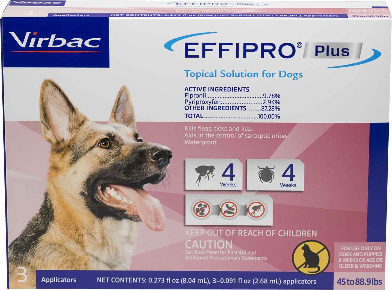 Effipro Plus para Perros 45-88.9 lbs (Pink) 3 dosis 1