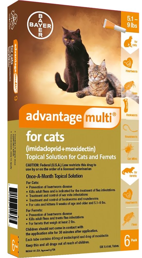 Advantage Multi for Cats 6 doses 5.1-9 lbs (Orange) 1