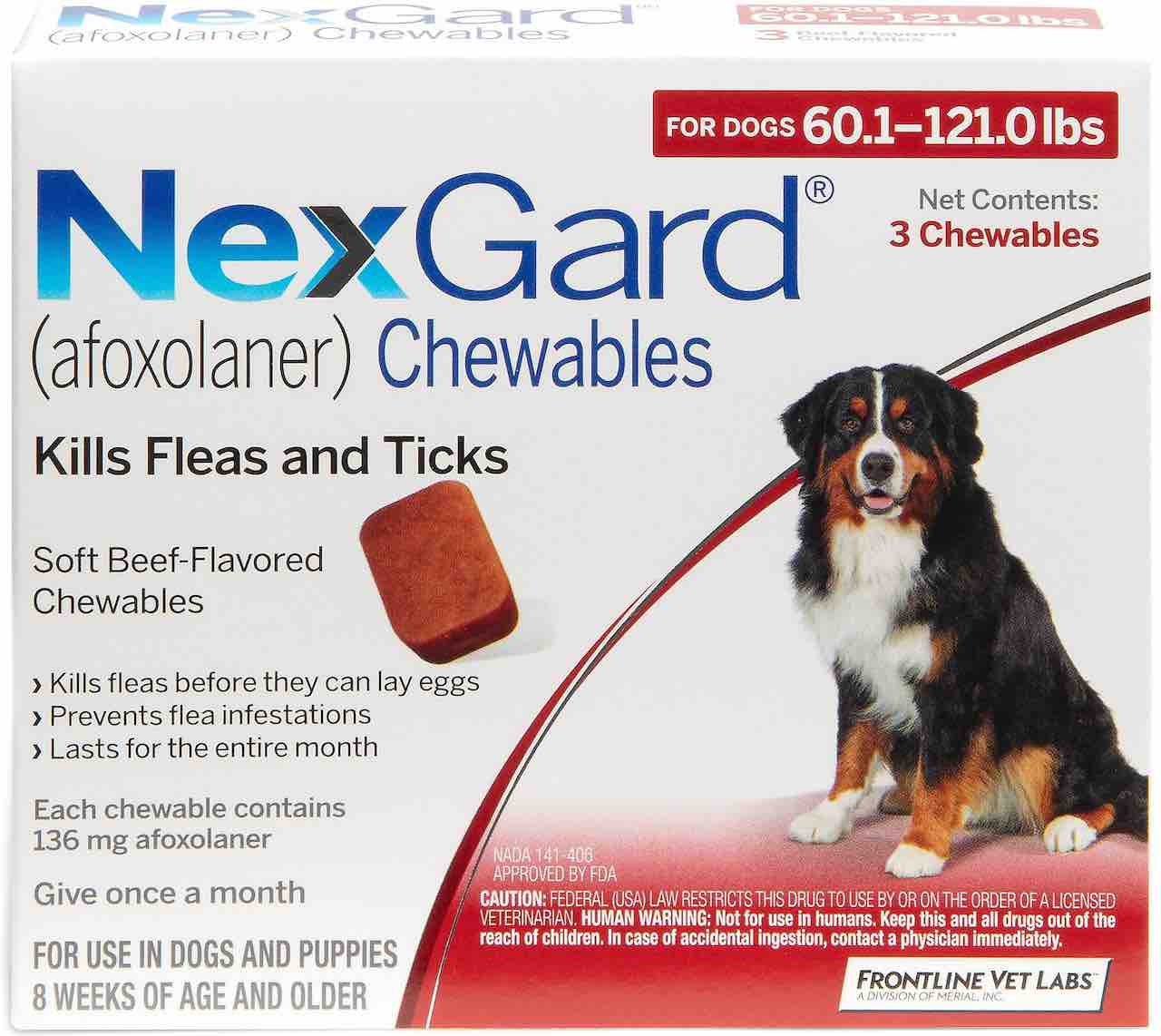 NexGard 3 chewables for dogs 60.1-121 lbs (Red) 1