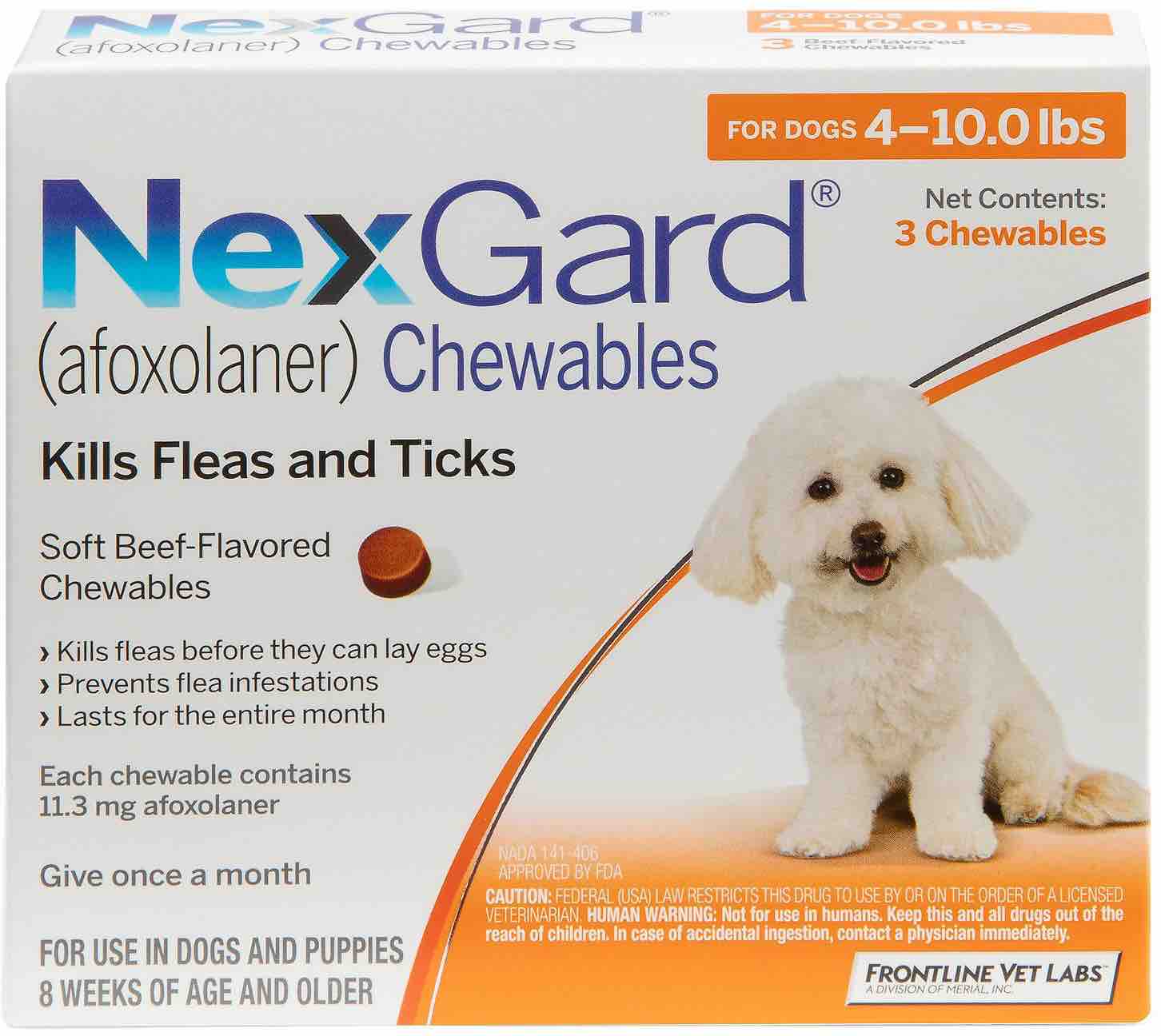 NexGard 3 chewables for dogs 4-10 lbs (Orange) 1