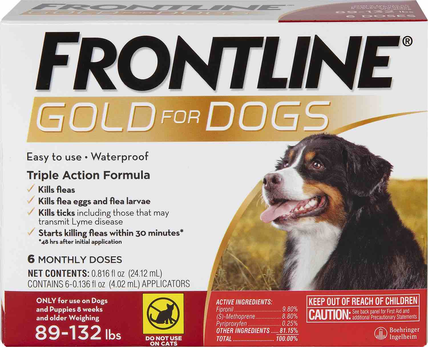 Frontline Gold for Dogs 6 doses 89-132 lbs (Red) 1