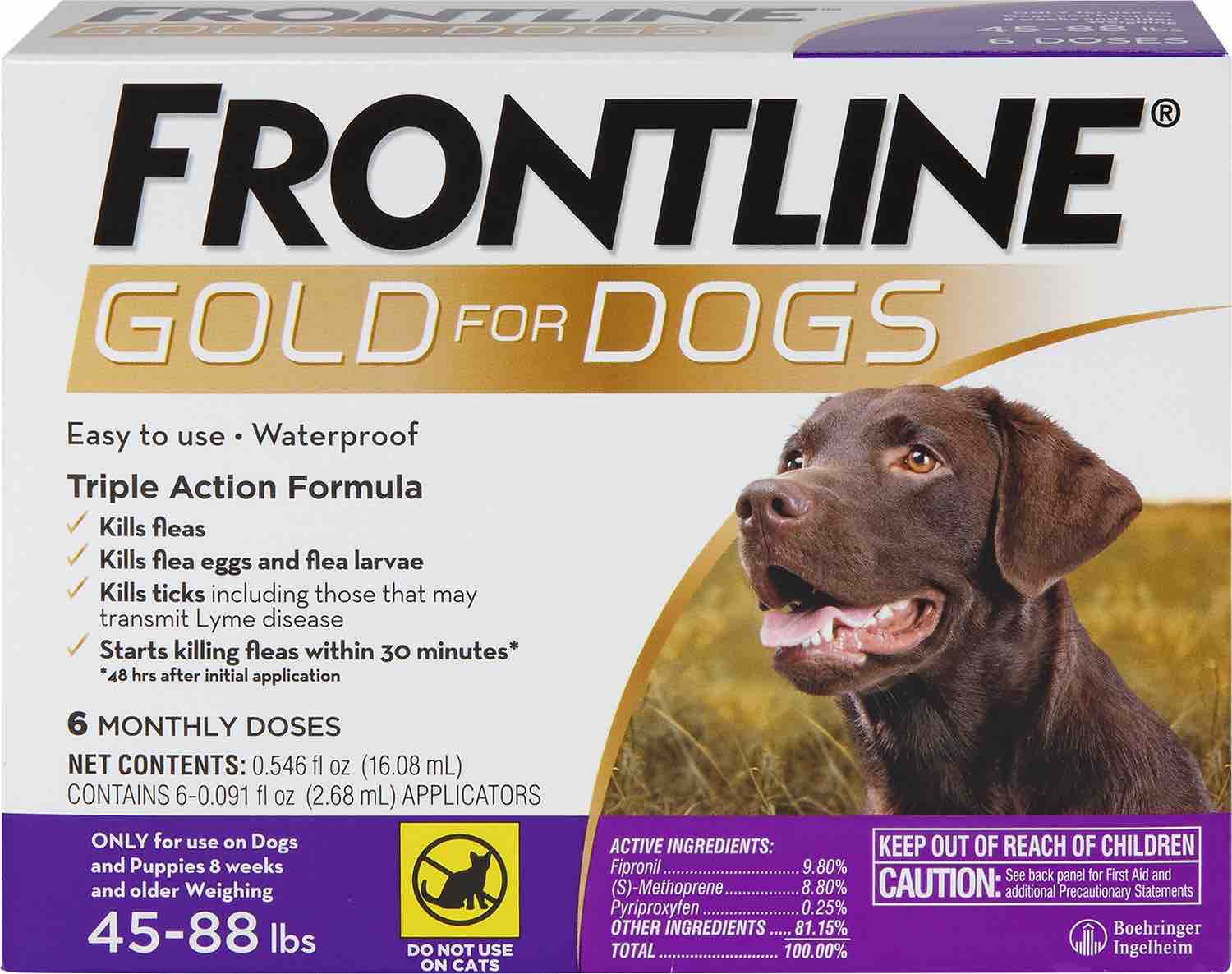Frontline Gold for Dogs 6 doses 45-88 lbs (Purple) 1