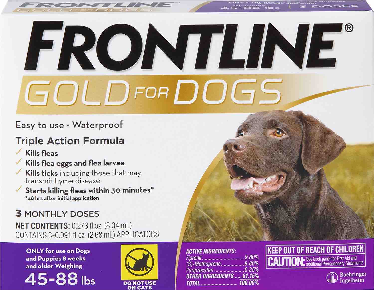 Frontline Gold for Dogs 3 doses 45-88 lbs (Purple) 1