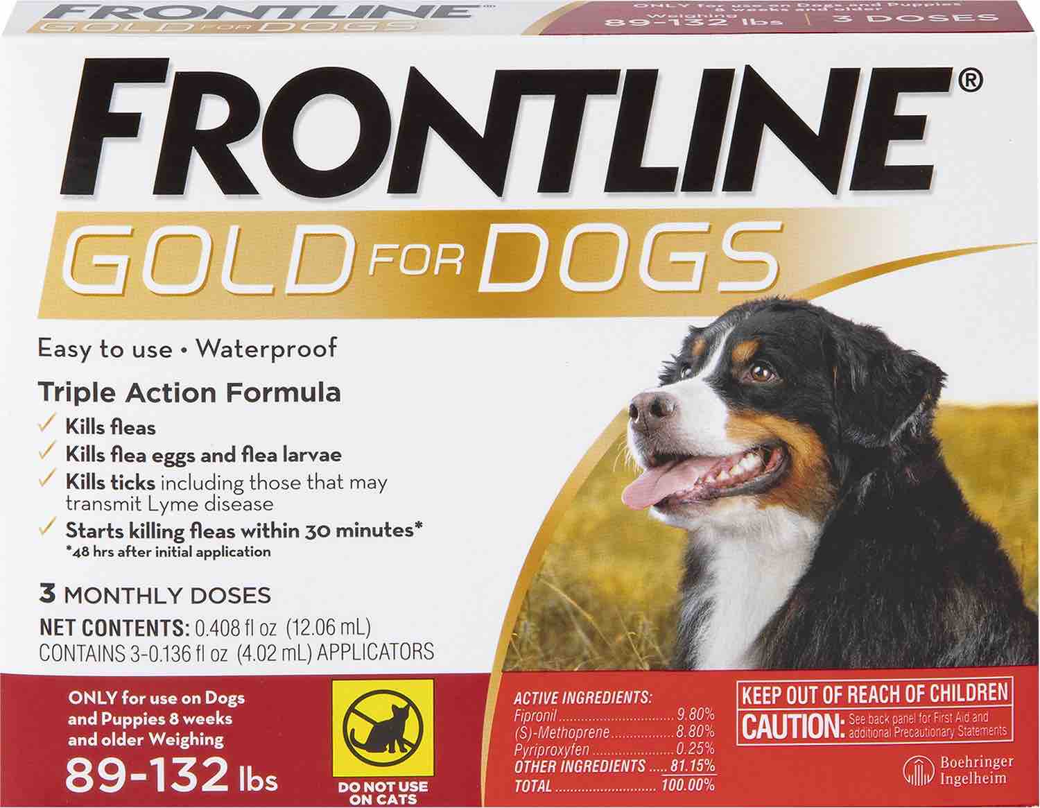 Frontline Gold for Dogs 3 doses 89-132 lbs (Red) 1