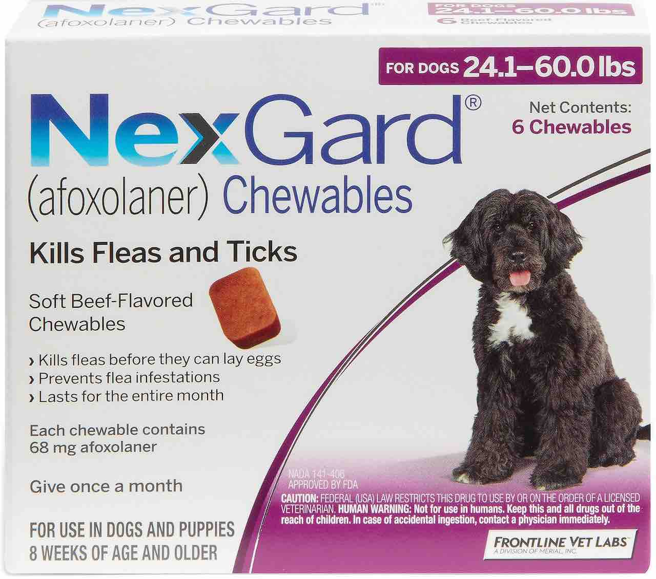NexGard 6 chewables for dogs 24.1-60 lbs (Purple) 1