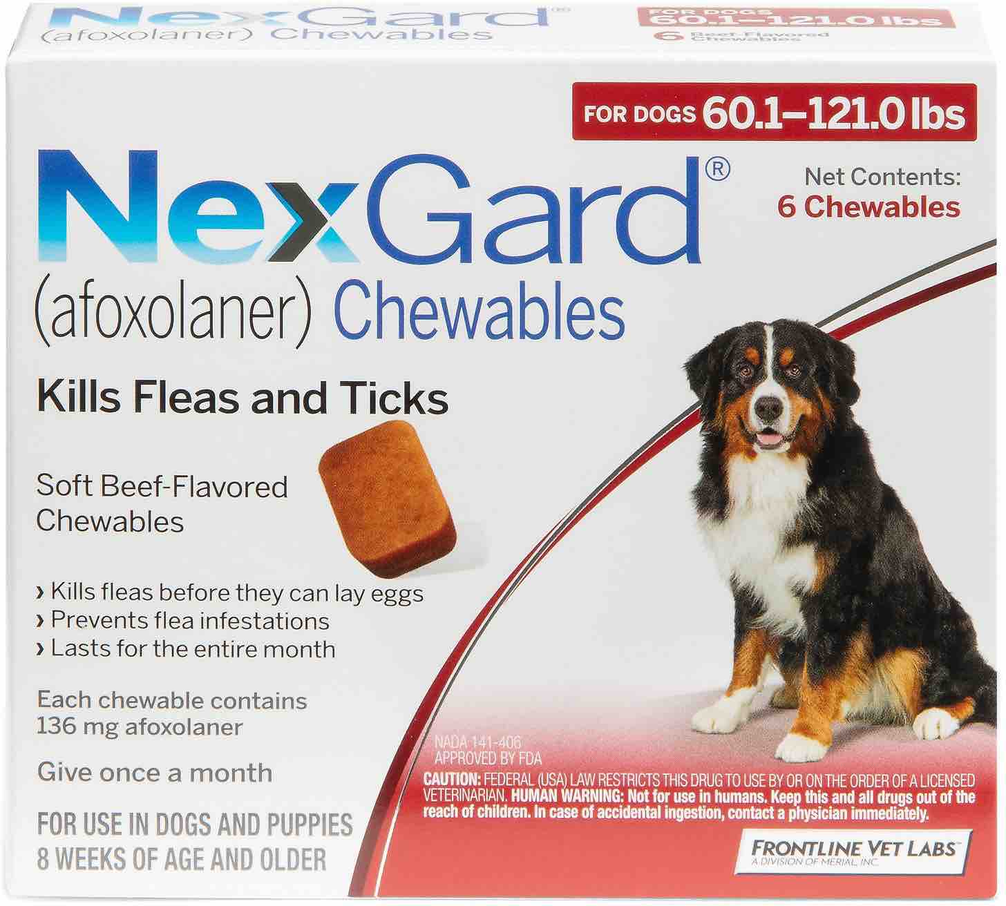 NexGard 6 chewables for dogs 60.1-121 lbs (Red) 1